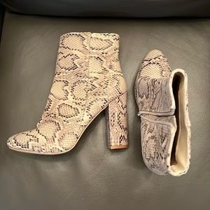 Snakeskin booties